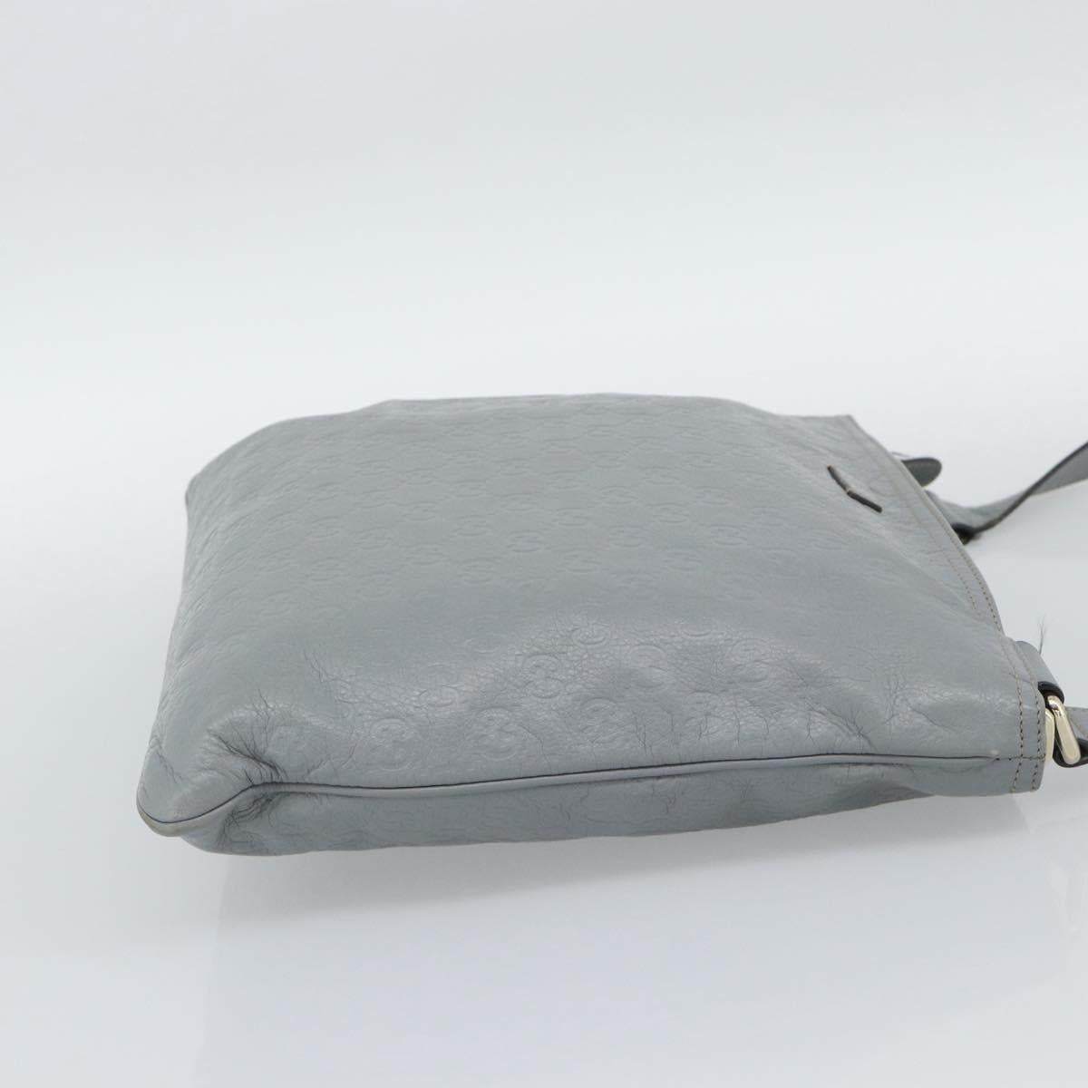 GUCCI GG Canvas Guccissima Shoulder Bag Leather Gray Gold 201446 Auth mr2782A