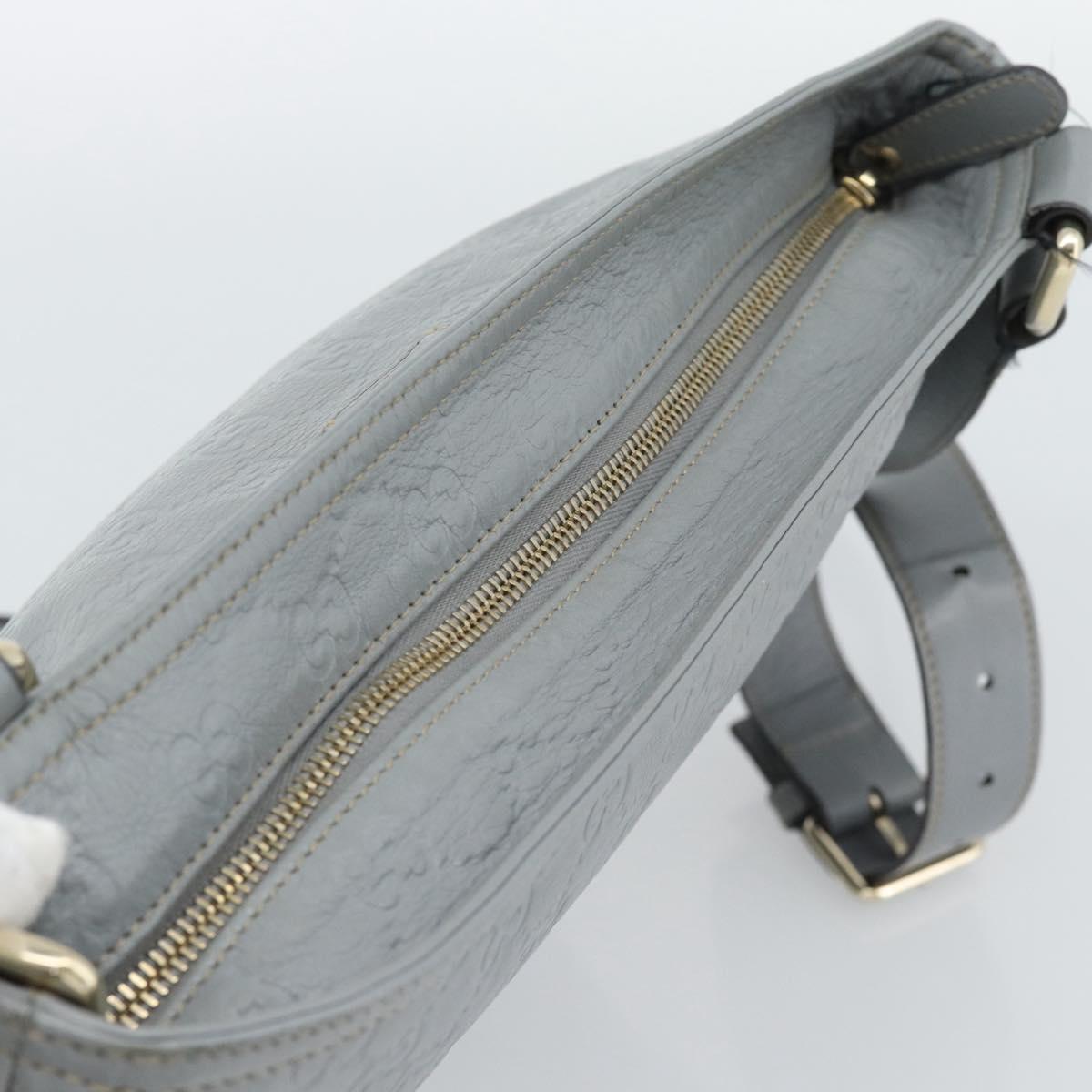 GUCCI GG Canvas Guccissima Shoulder Bag Leather Gray Gold 201446 Auth mr2782A