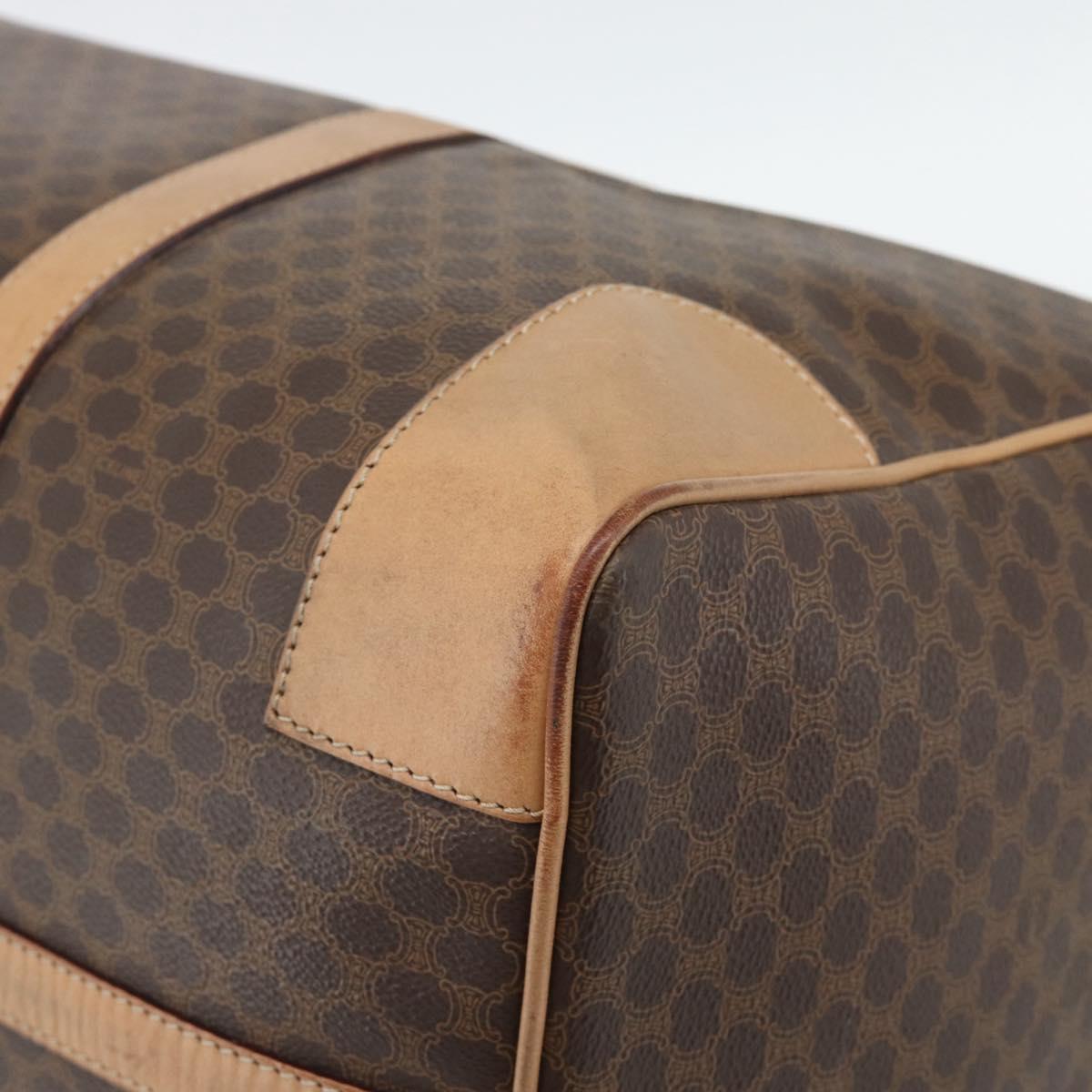 CELINE Macadam Canvas Boston Bag PVC Leather Brown Gold Auth mr2784A