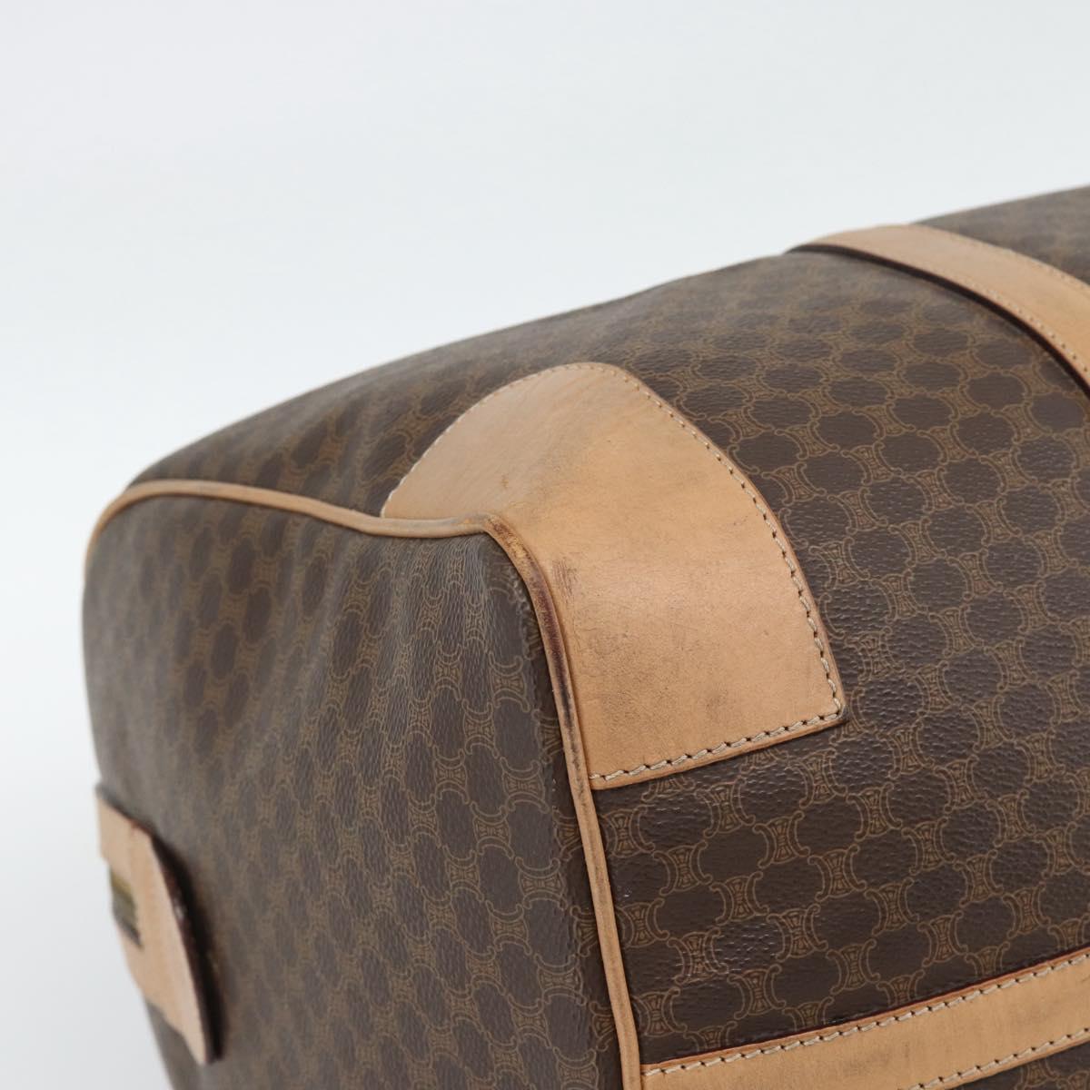 CELINE Macadam Canvas Boston Bag PVC Leather Brown Gold Auth mr2784A