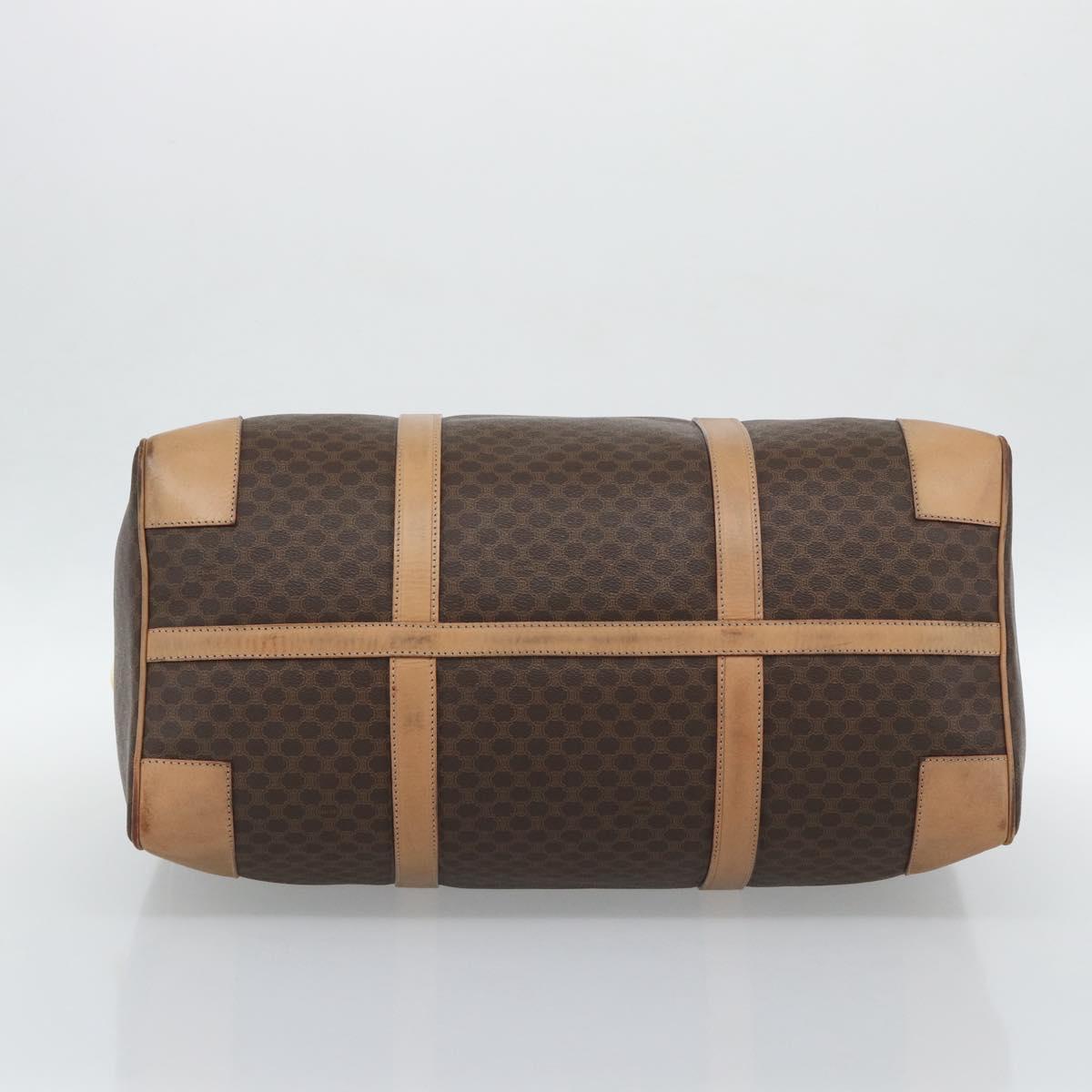 CELINE Macadam Canvas Boston Bag PVC Leather Brown Gold Auth mr2784A