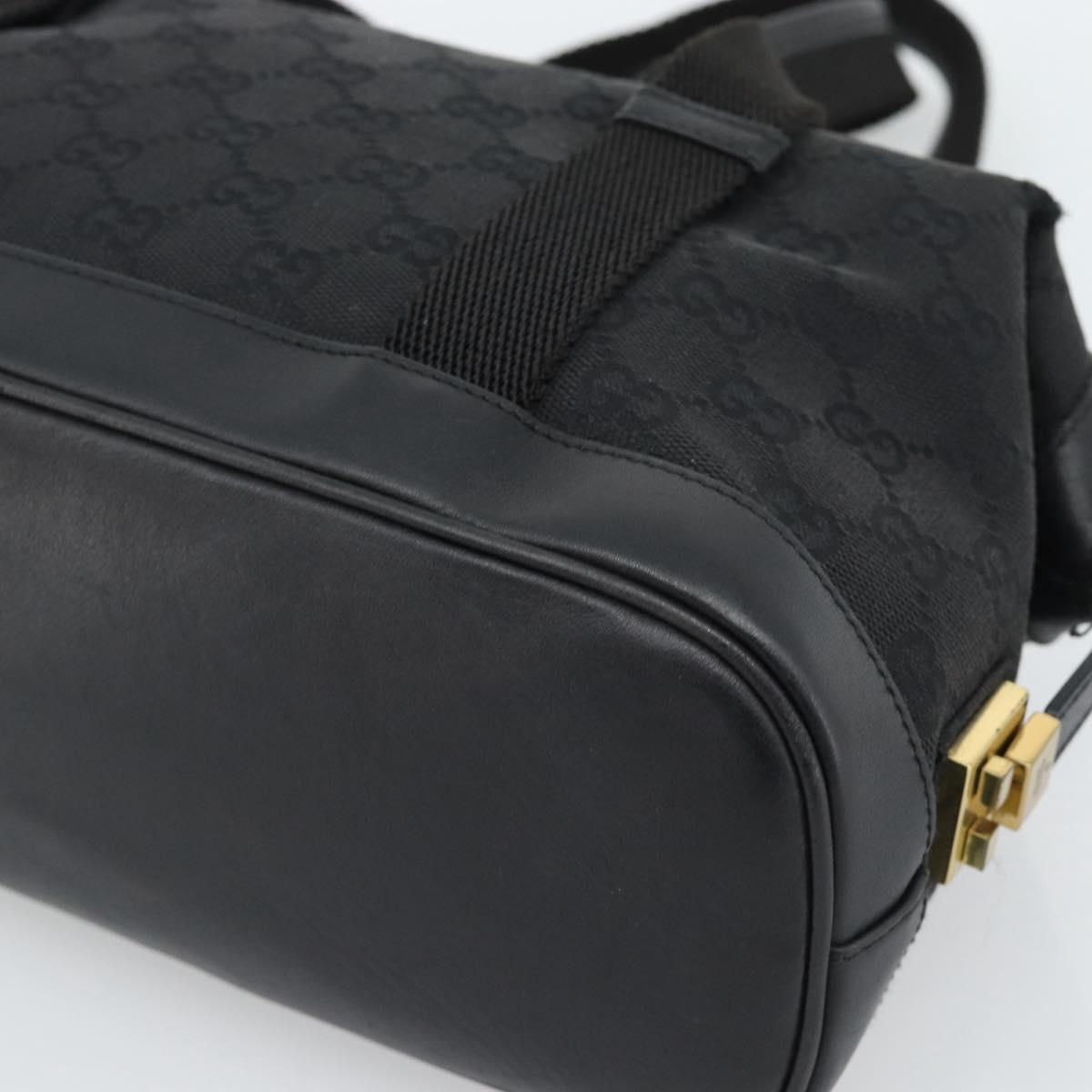 GUCCI GG Canvas Hand Bag Black Gold 92734 Auth mr2785A