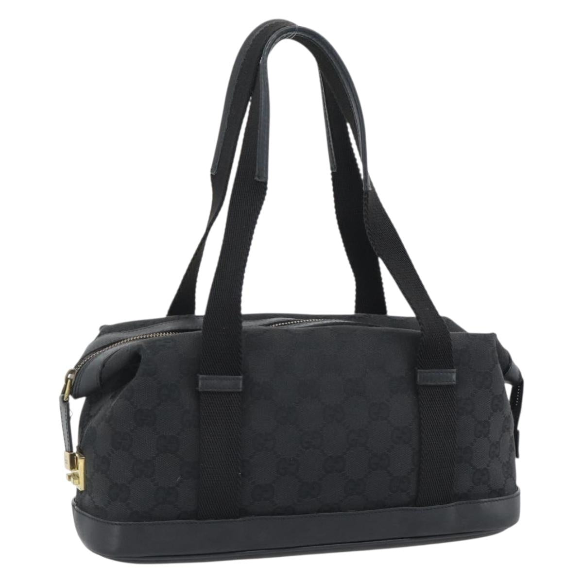 GUCCI GG Canvas Hand Bag Black Gold 92734 Auth mr2785A