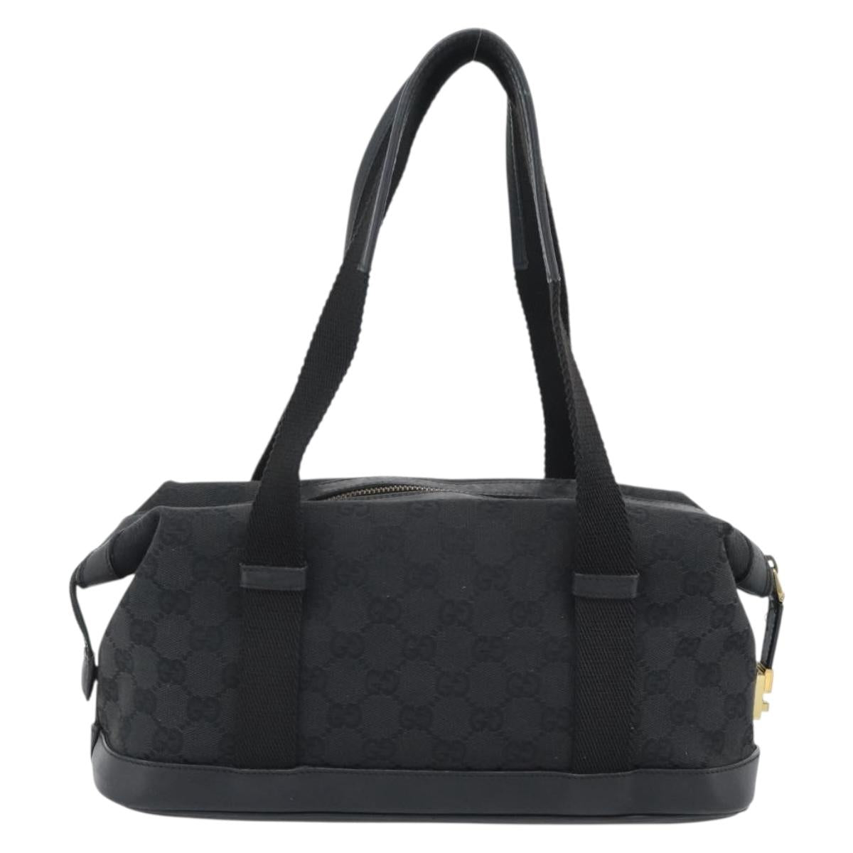 GUCCI GG Canvas Hand Bag Black Gold 92734 Auth mr2785A