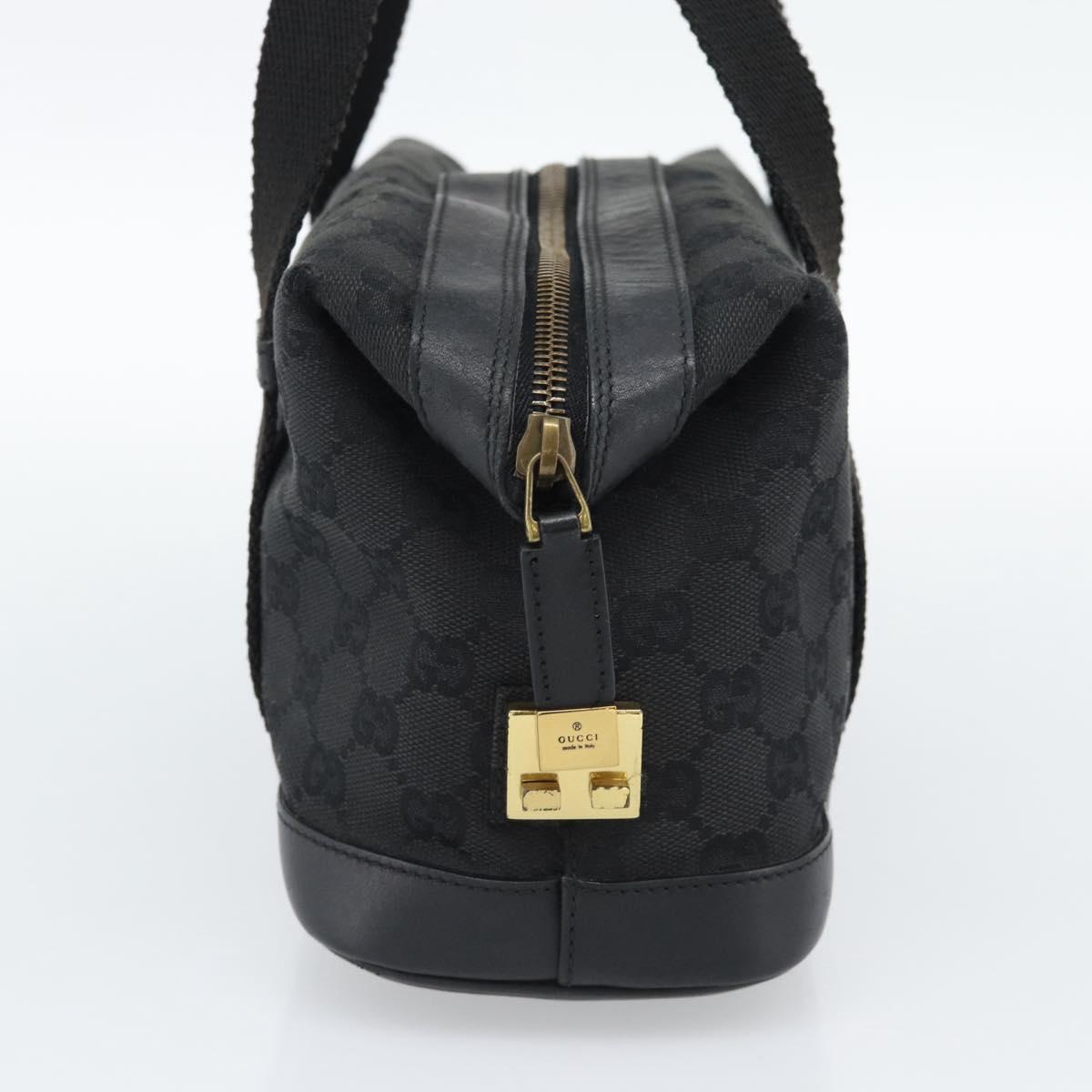 GUCCI GG Canvas Hand Bag Black Gold 92734 Auth mr2785A