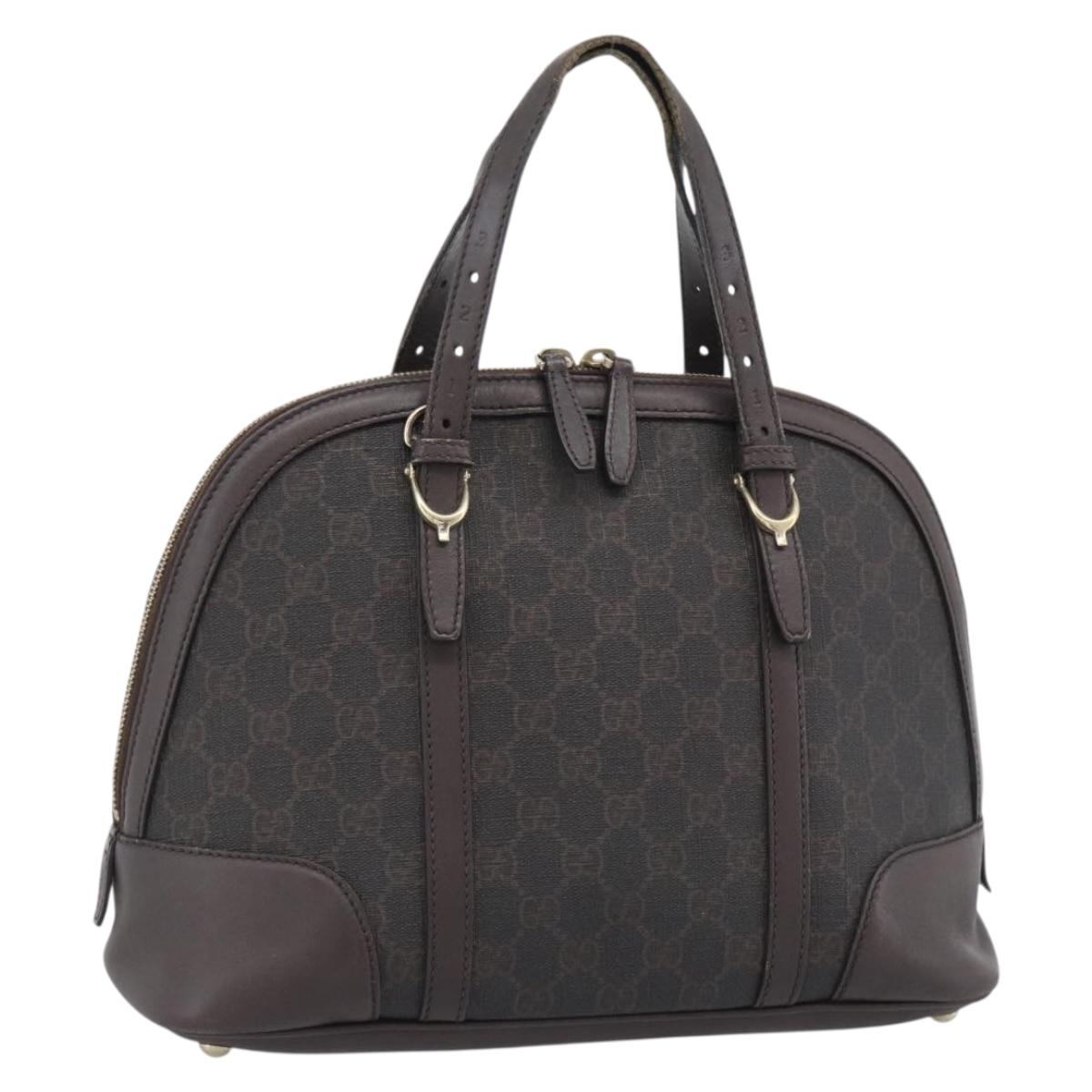 GUCCI Micro GG Supreme Hand Bag PVC Brown Gold 309617 Auth mr2786