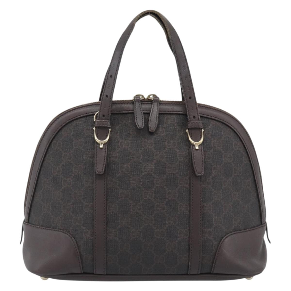 GUCCI Micro GG Supreme Hand Bag PVC Brown Gold 309617 Auth mr2786