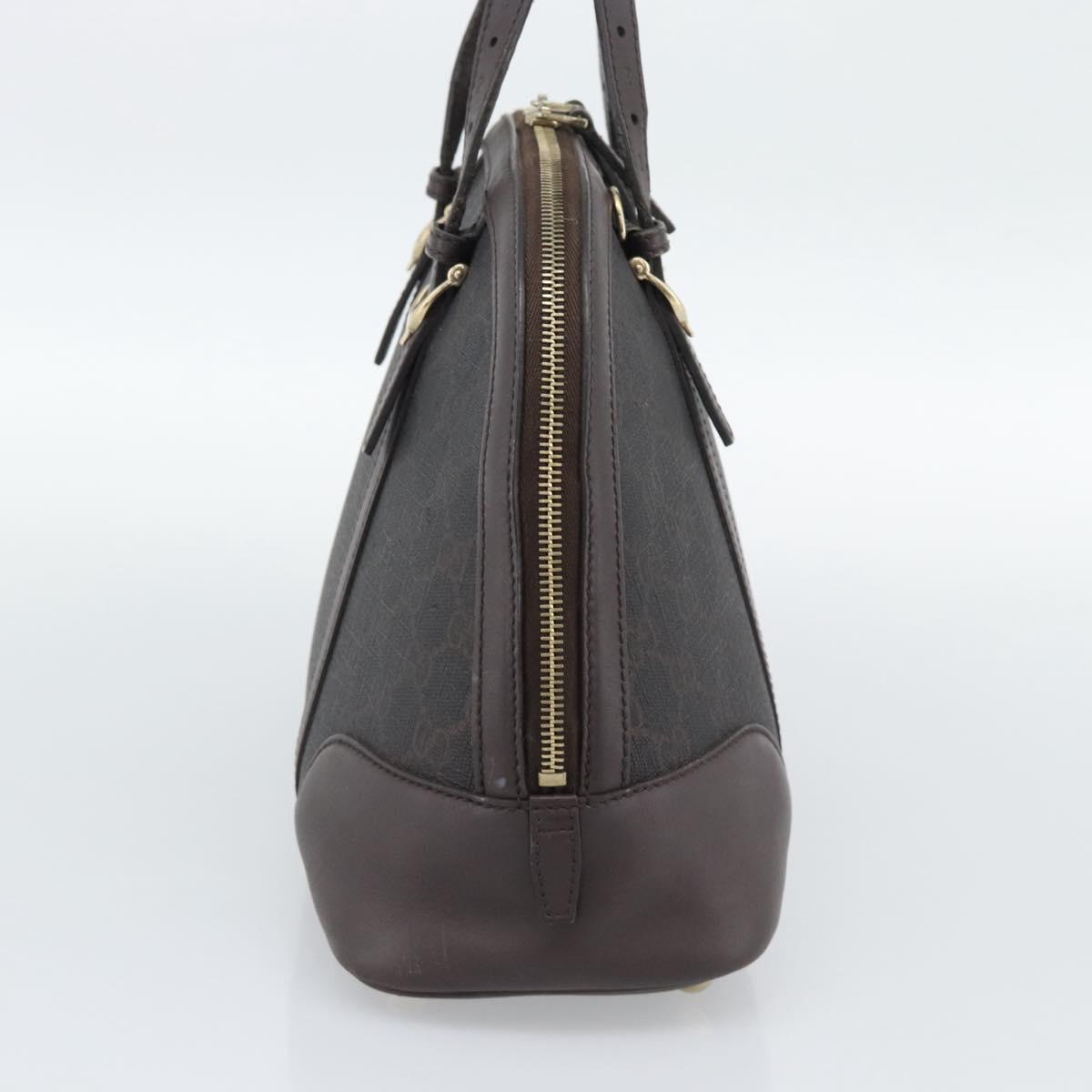 GUCCI Micro GG Supreme Hand Bag PVC Brown Gold 309617 Auth mr2786