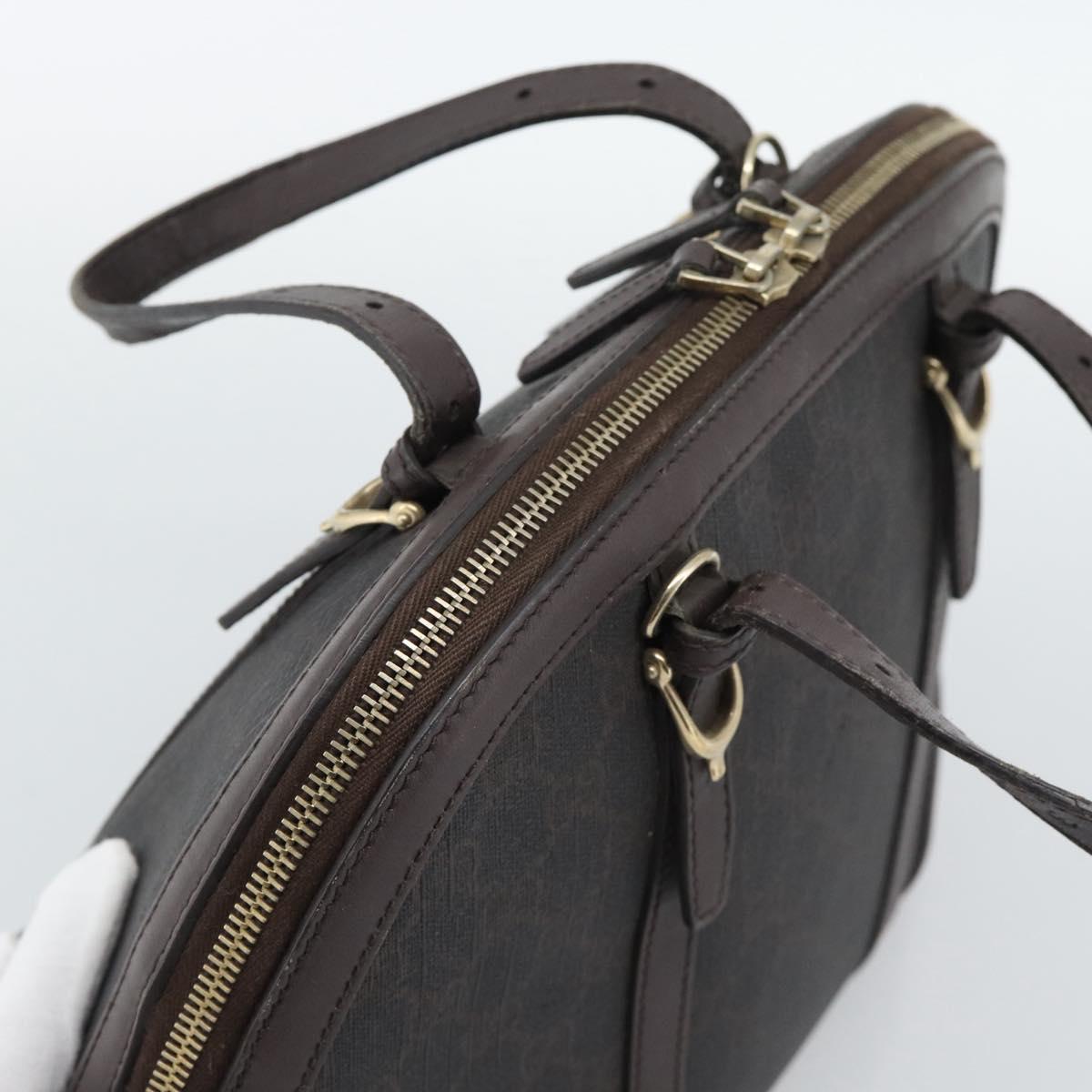 GUCCI Micro GG Supreme Hand Bag PVC Brown Gold 309617 Auth mr2786
