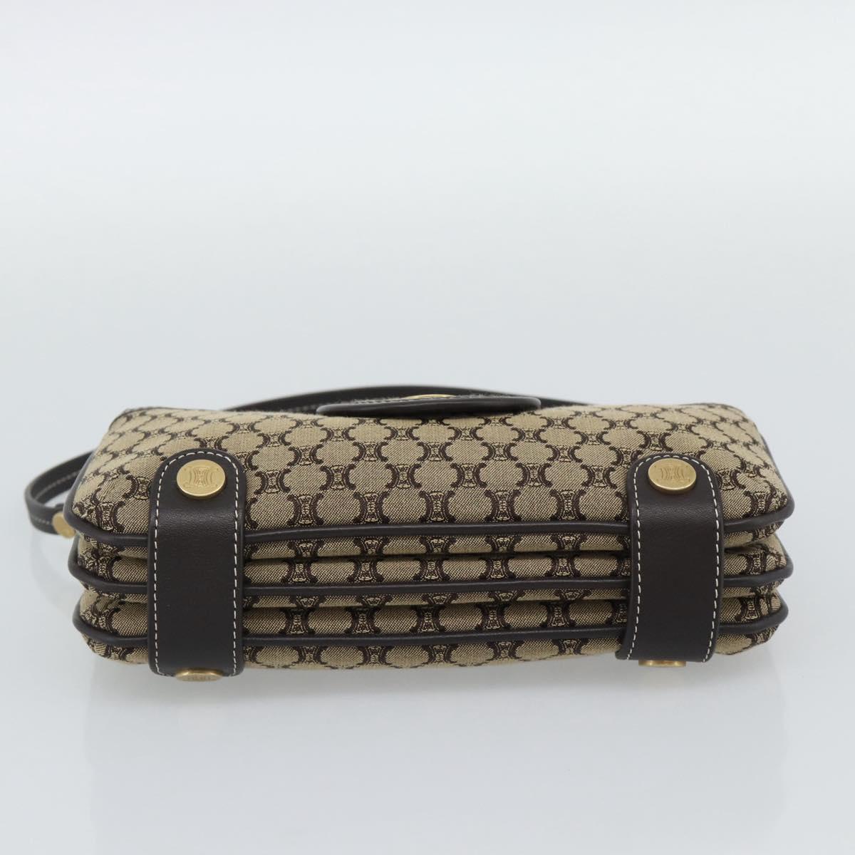 CELINE Macadam Canvas Hand Bag Brown Gold Auth mr2790V