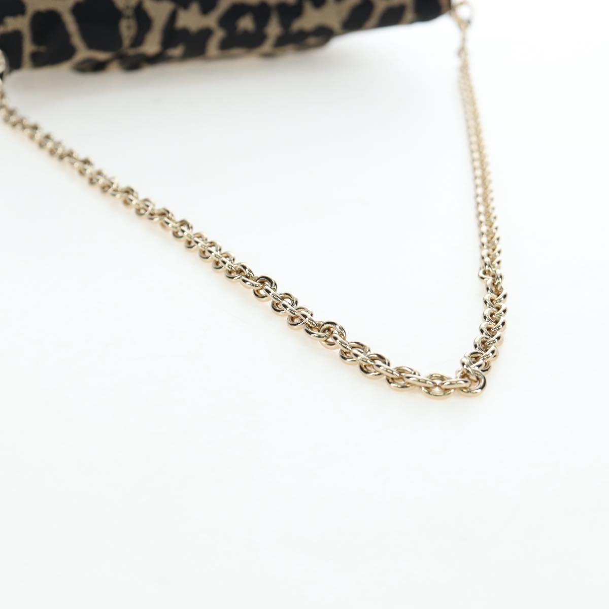 FENDI Mia Chain Shoulder Bag Nylon Black Gold Auth mr2793V