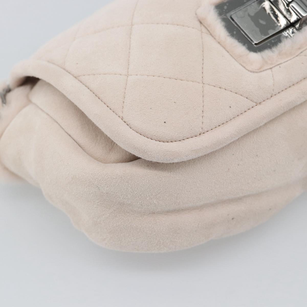 CHANEL Matelasse 2.55 Chain Shoulder Bag Mouton Pink Silver CC Auth mr2794V
