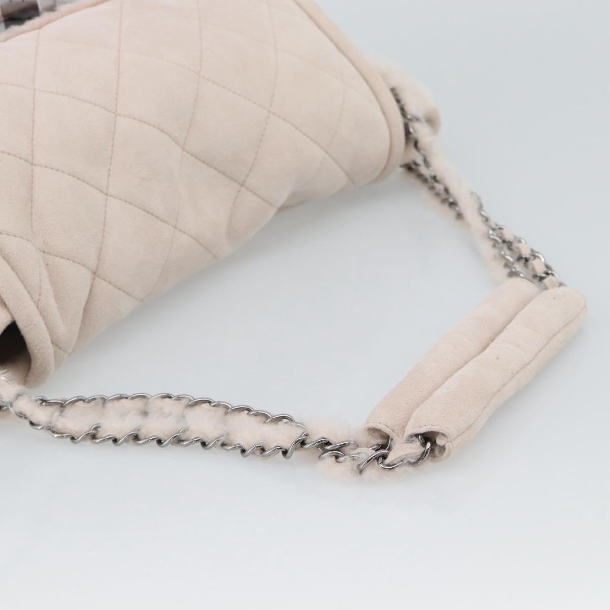 CHANEL Matelasse 2.55 Chain Shoulder Bag Mouton Pink Silver CC Auth mr2794V