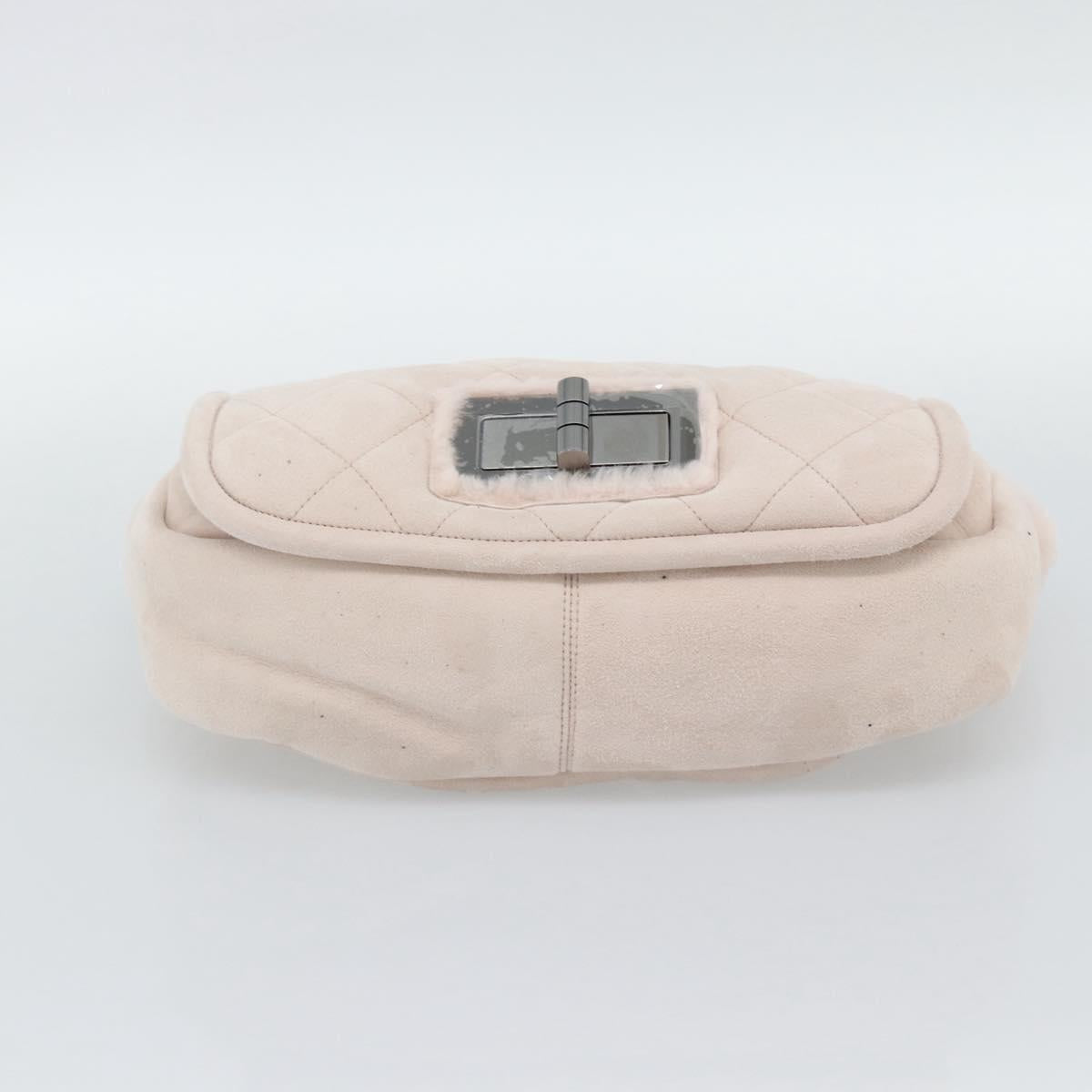CHANEL Matelasse 2.55 Chain Shoulder Bag Mouton Pink Silver CC Auth mr2794V