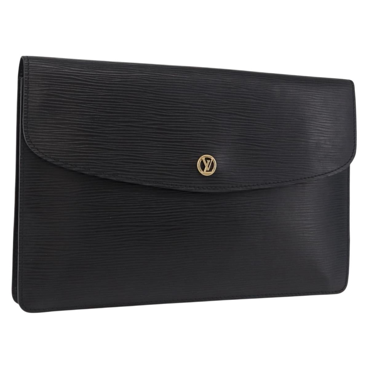 LOUIS VUITTON Epi Montaigne 27 Clutch Bag Black M52652 LV Auth mr2795