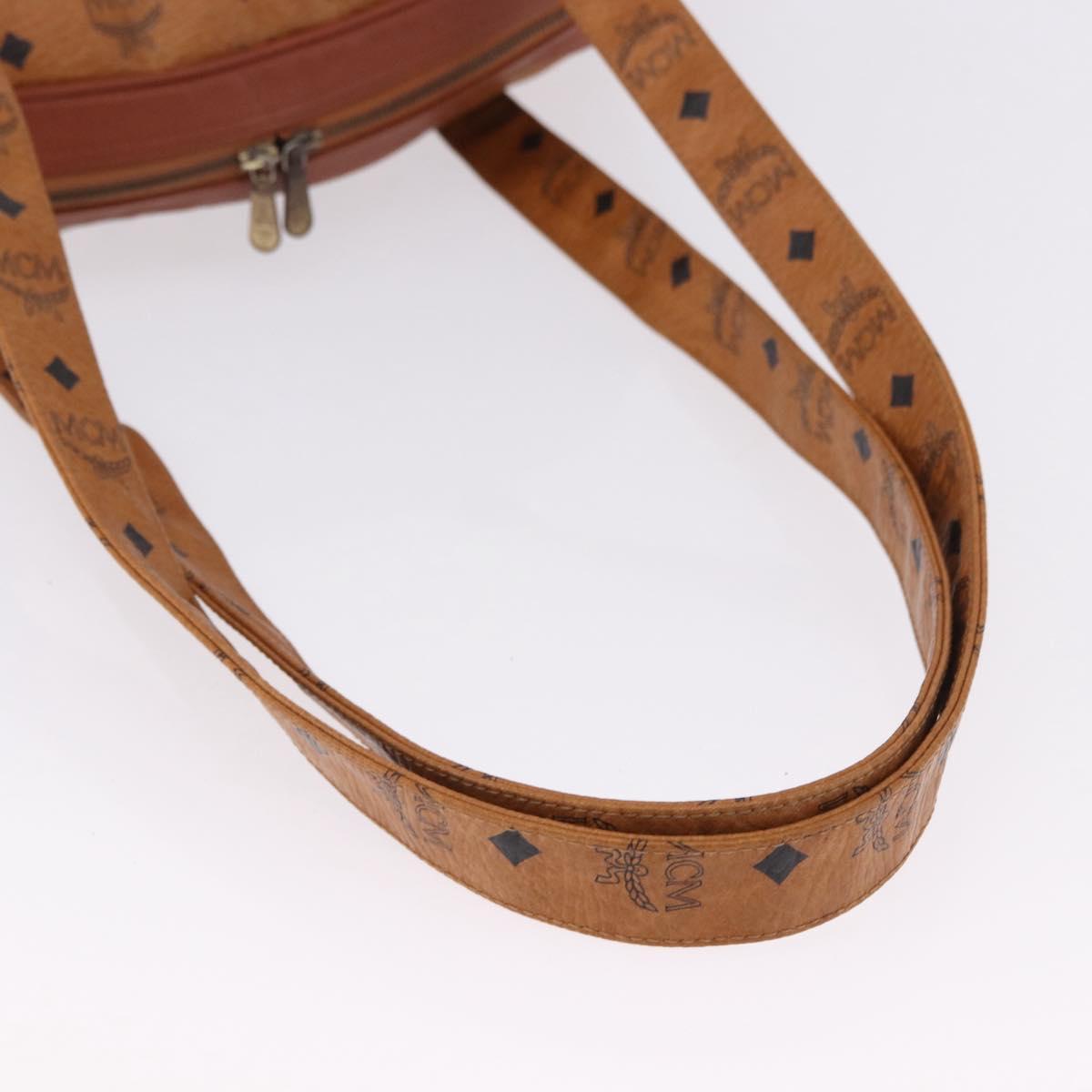 MCM Logogram Vicetos Boston Bag PVC Leather Brown Gold Auth mr2798