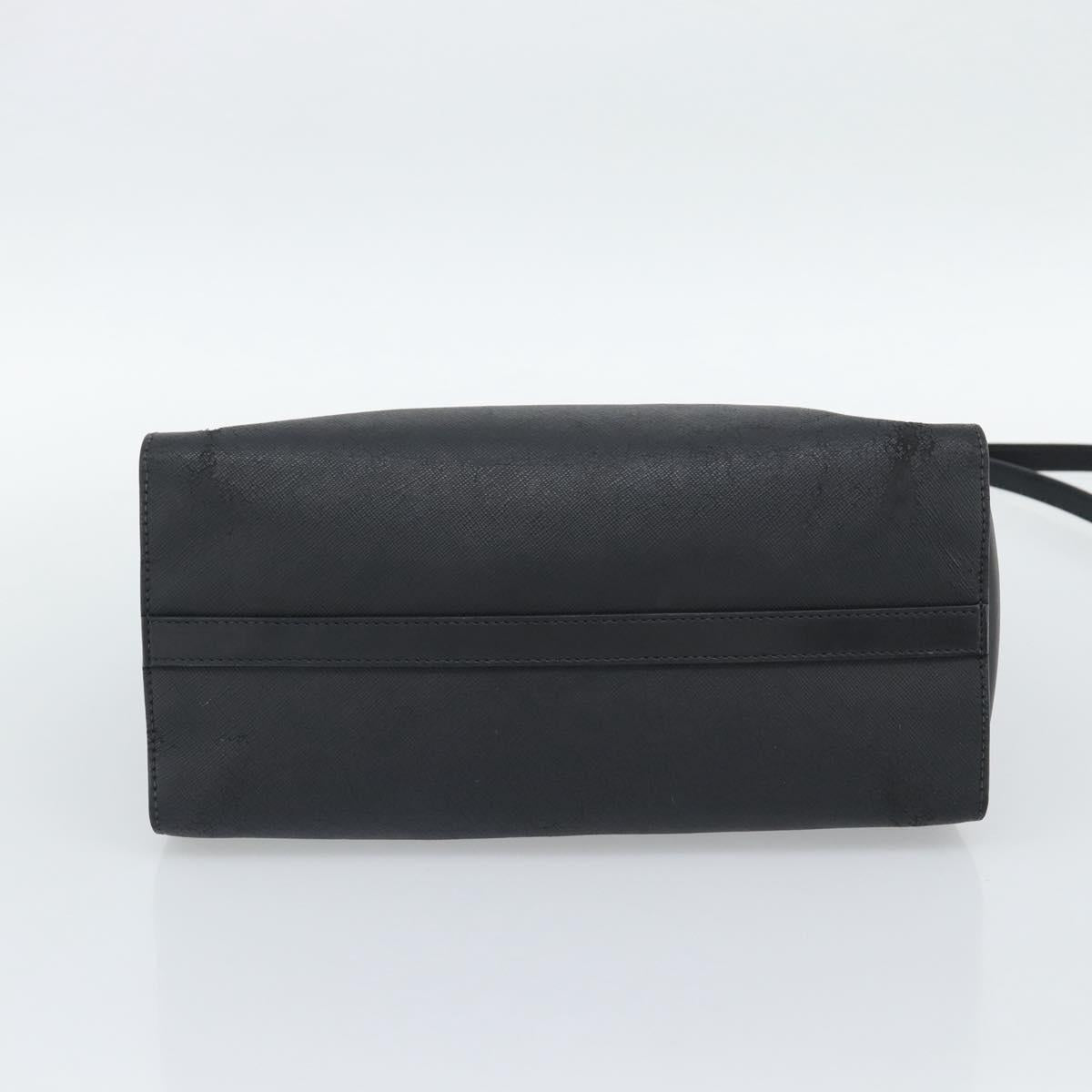 PRADA Hand Bag Safiano Leather 2way Black Gold Auth mr2800