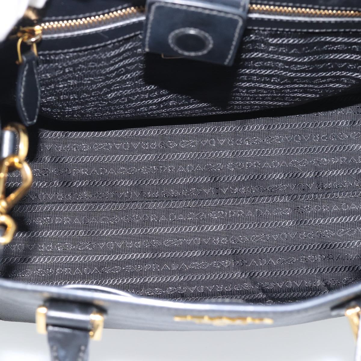 PRADA Hand Bag Safiano Leather 2way Black Gold Auth mr2800