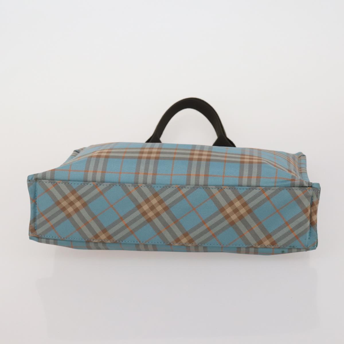BURBERRY Nova Check Blue Label Hand Bag Canvas 3 Set Blue Pink Auth mr2801