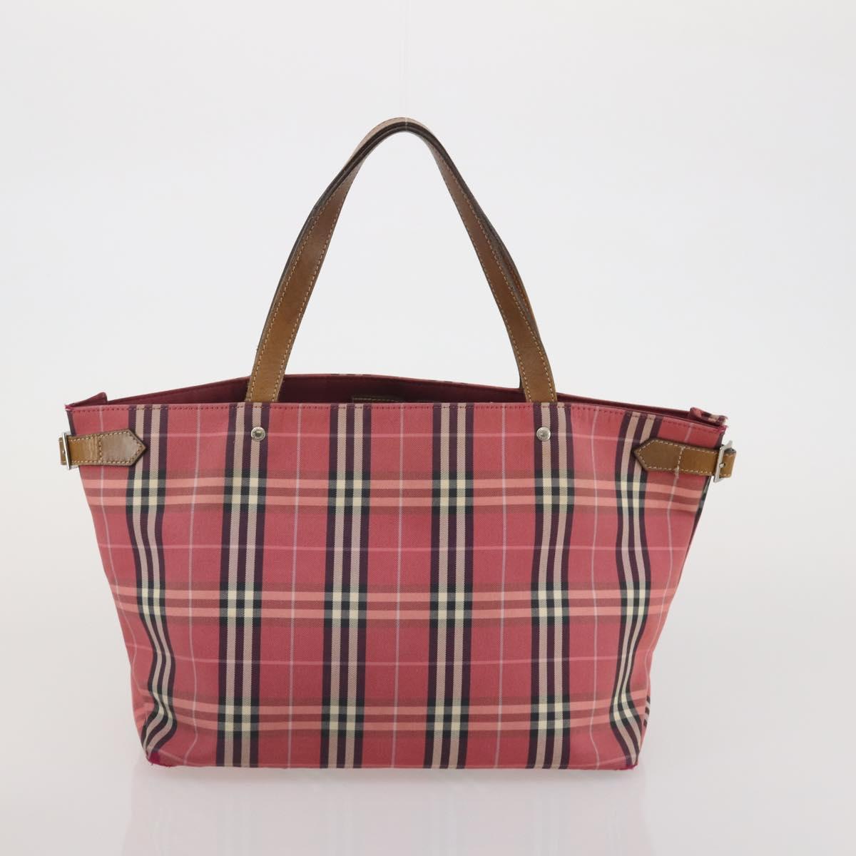 BURBERRY Nova Check Blue Label Hand Bag Canvas 3 Set Blue Pink Auth mr2801