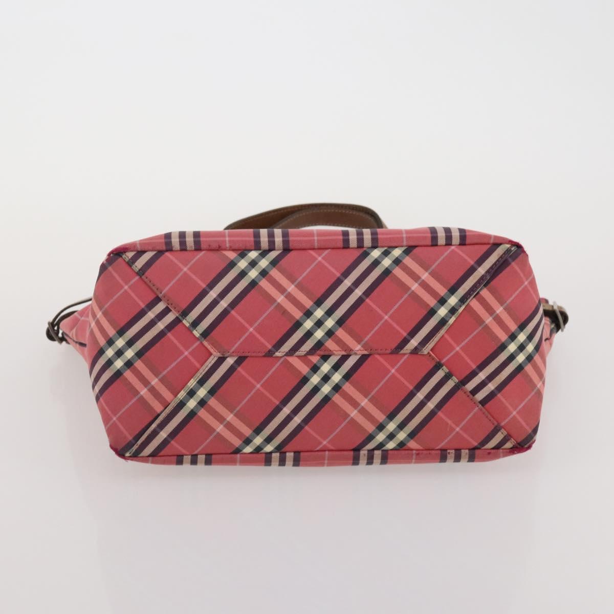 BURBERRY Nova Check Blue Label Hand Bag Canvas 3 Set Blue Pink Auth mr2801