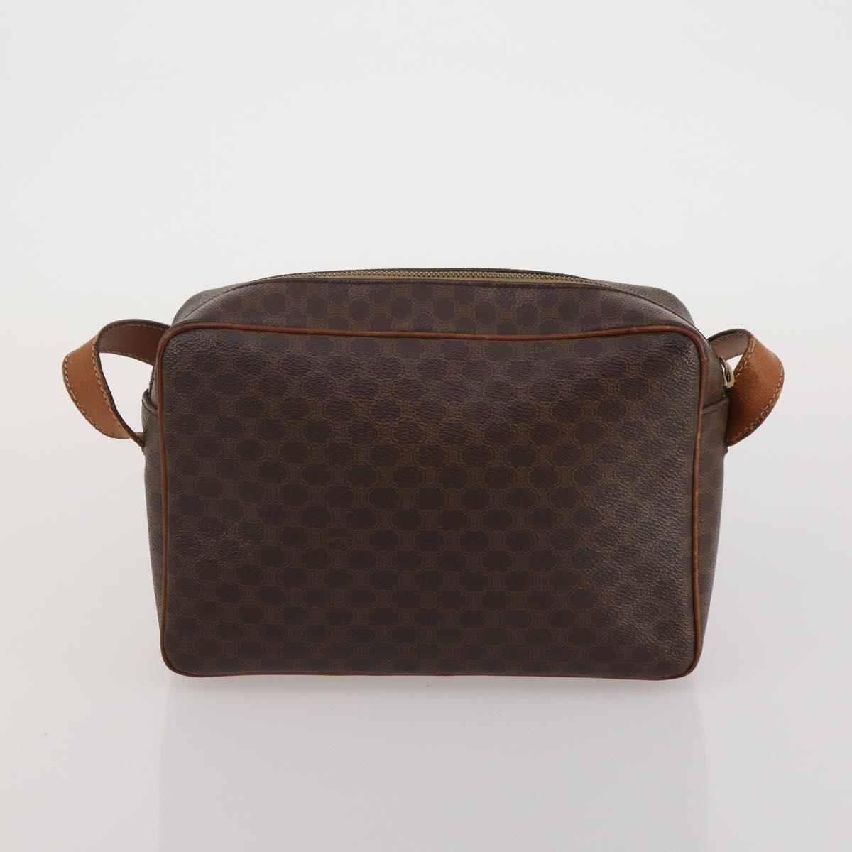 CELINE Macadam Canvas Shoulder Bag PVC Leather 2way 2 Set Brown Auth mr2802