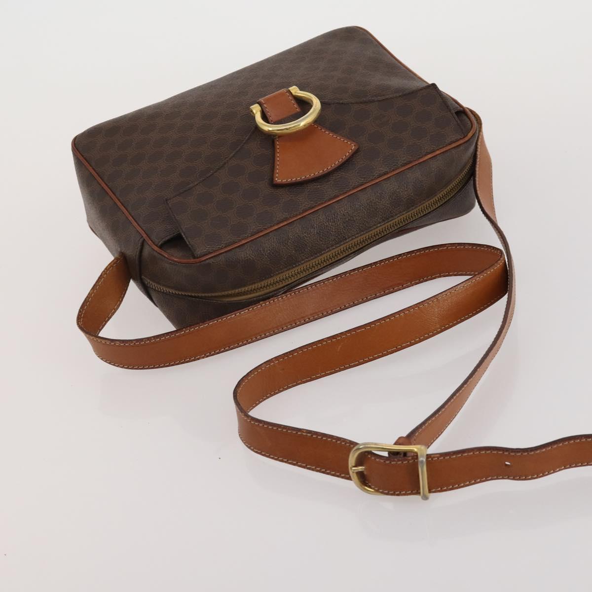 CELINE Macadam Canvas Shoulder Bag PVC Leather 2way 2 Set Brown Auth mr2802