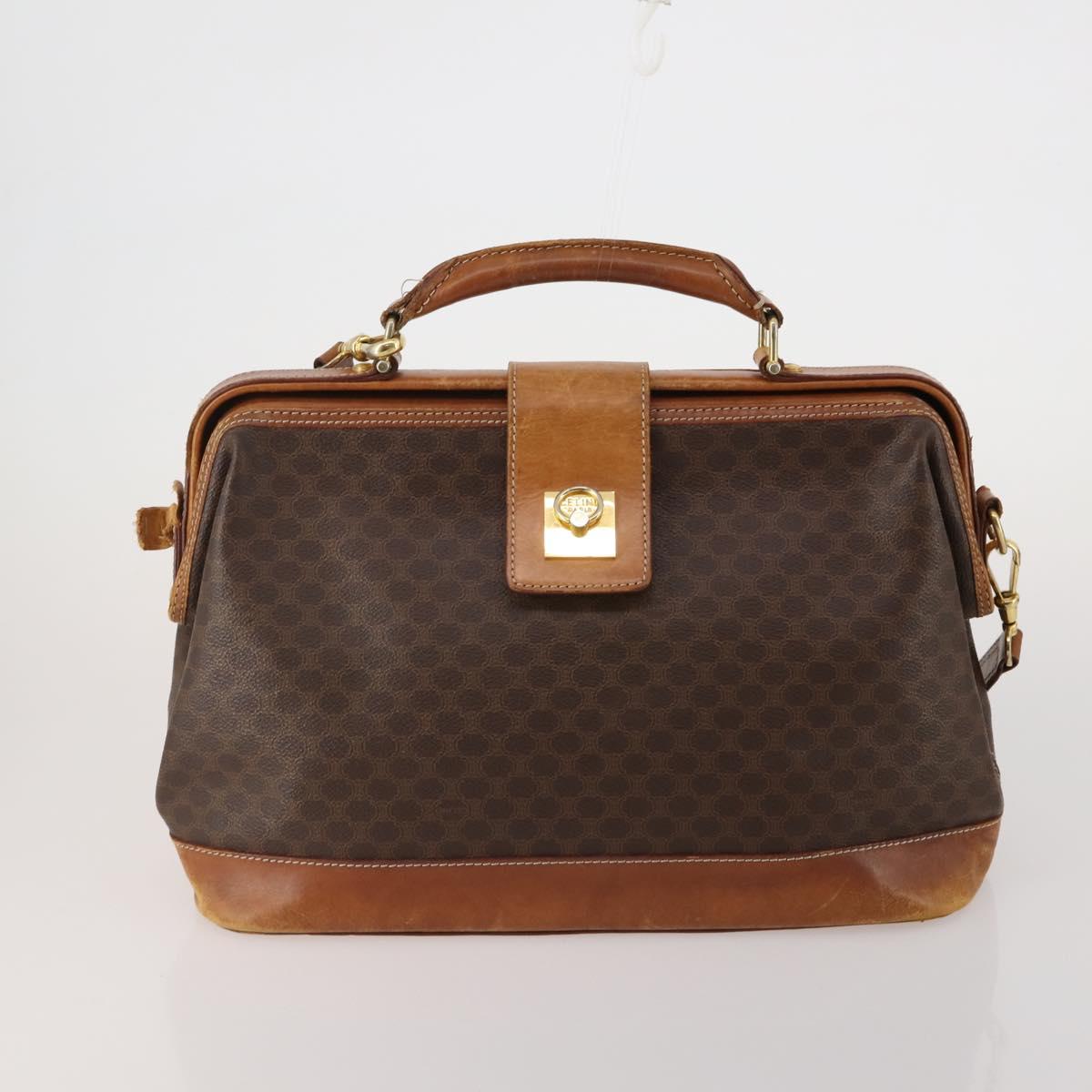 CELINE Macadam Canvas Shoulder Bag PVC Leather 2way 2 Set Brown Auth mr2802