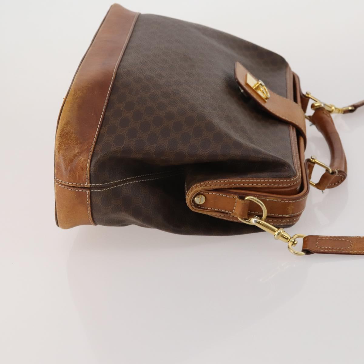 CELINE Macadam Canvas Shoulder Bag PVC Leather 2way 2 Set Brown Auth mr2802