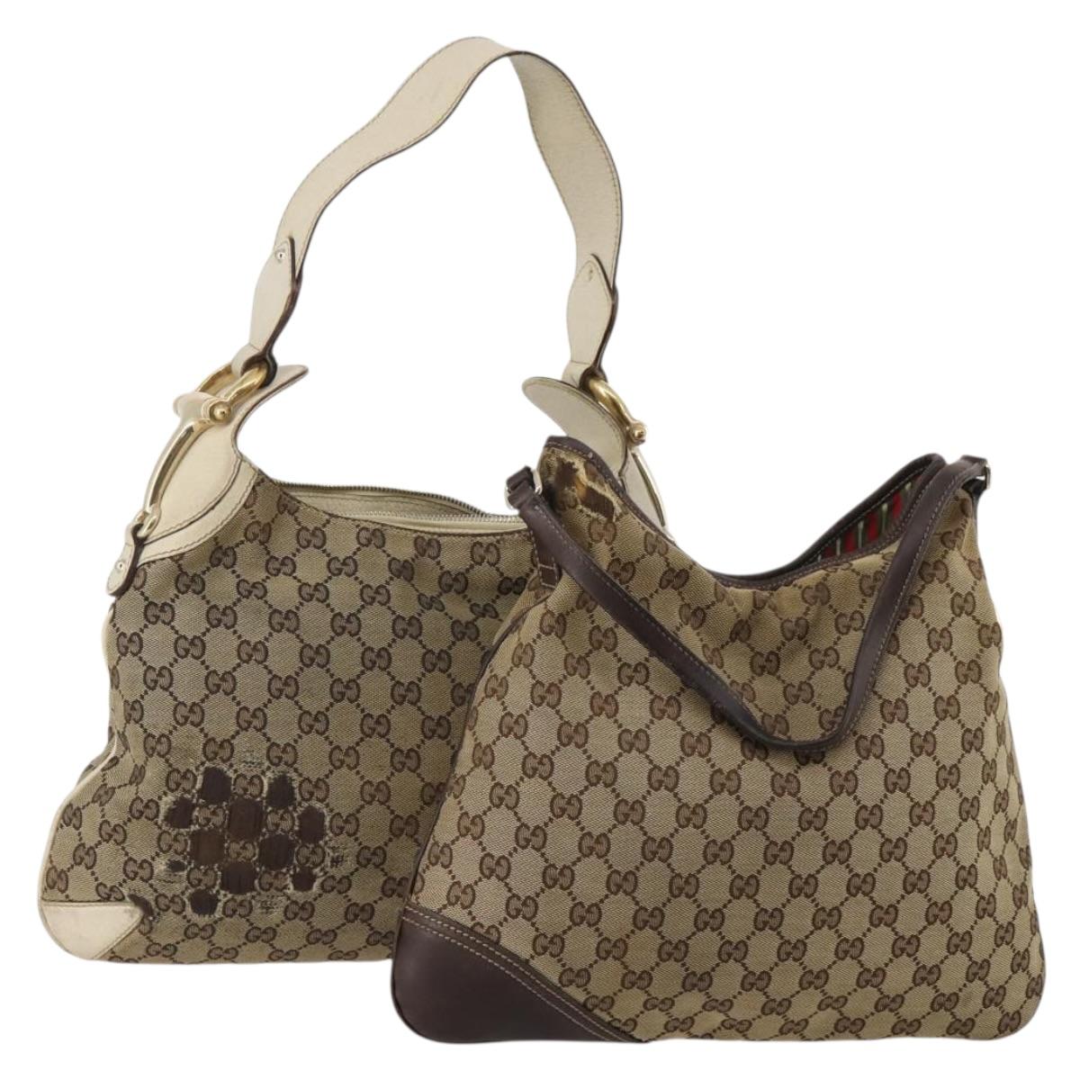 GUCCI GG Canvas Hand Bag 2 Set Beige Auth mr2803