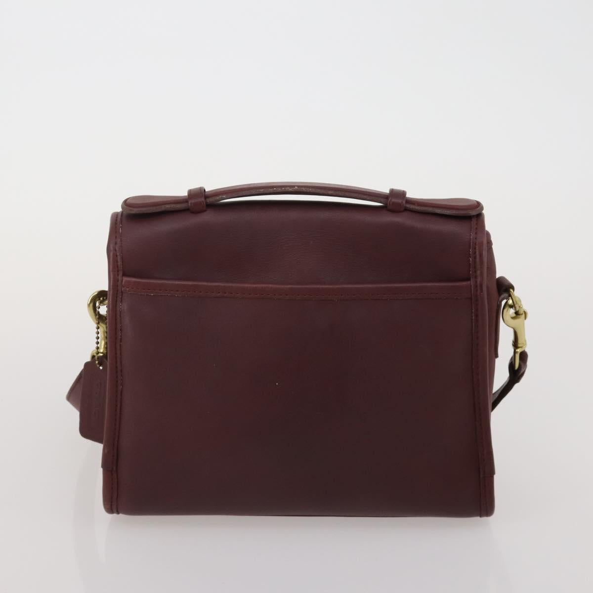 Coach Shoulder Bag Leather 3 Set Red Brown Bordeaux Auth mr2805