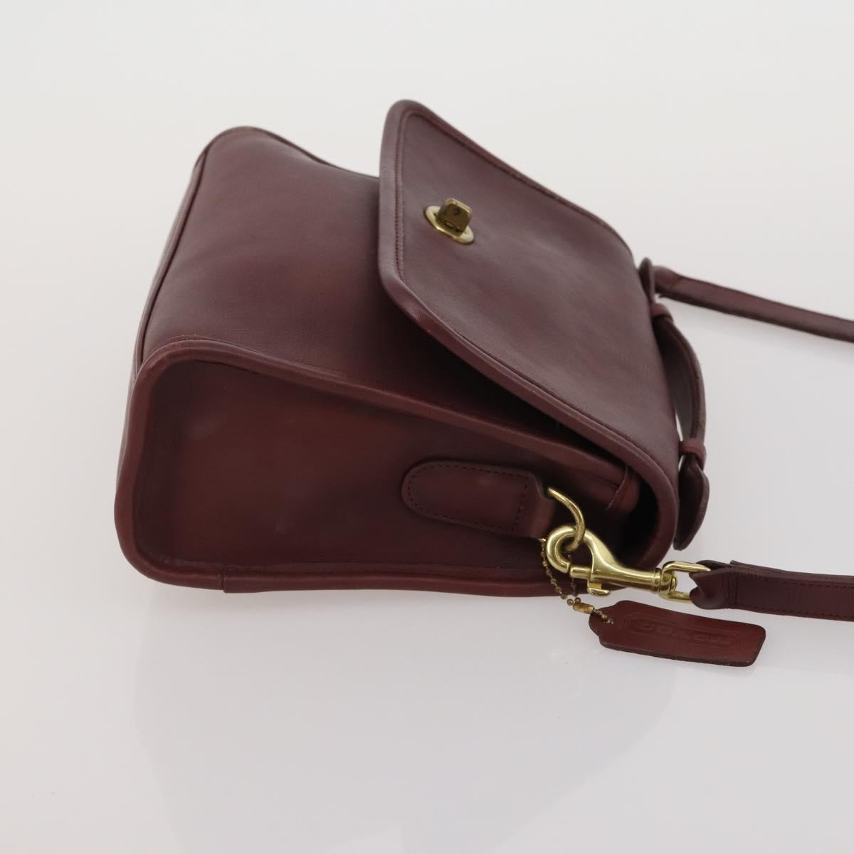Coach Shoulder Bag Leather 3 Set Red Brown Bordeaux Auth mr2805