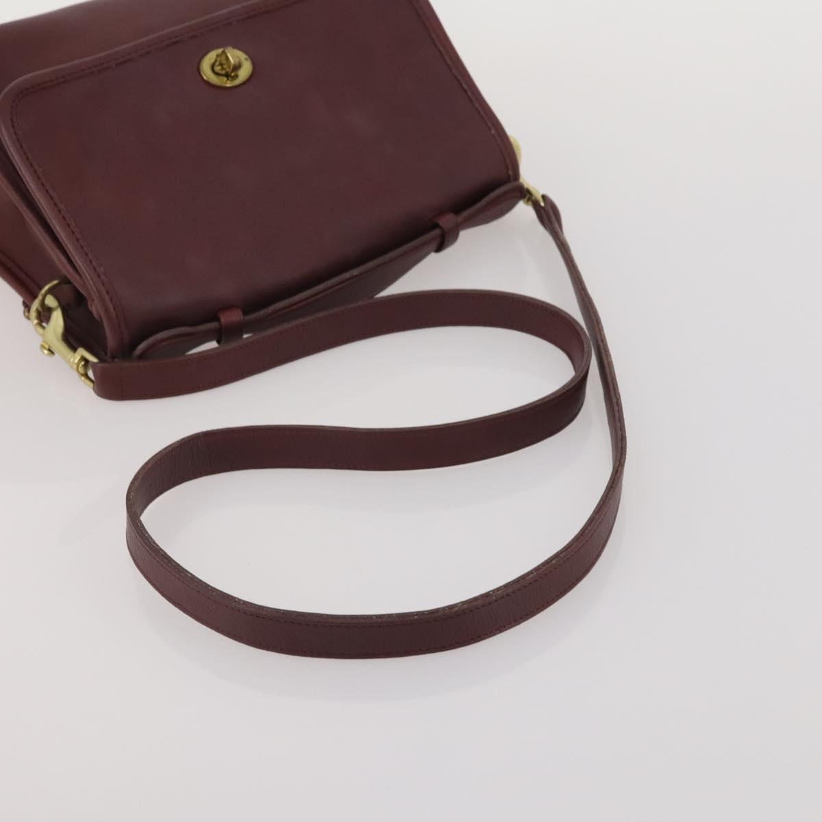Coach Shoulder Bag Leather 3 Set Red Brown Bordeaux Auth mr2805