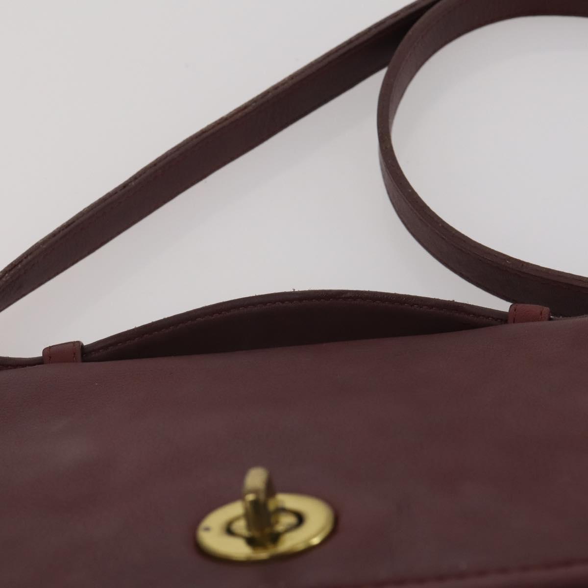 Coach Shoulder Bag Leather 3 Set Red Brown Bordeaux Auth mr2805
