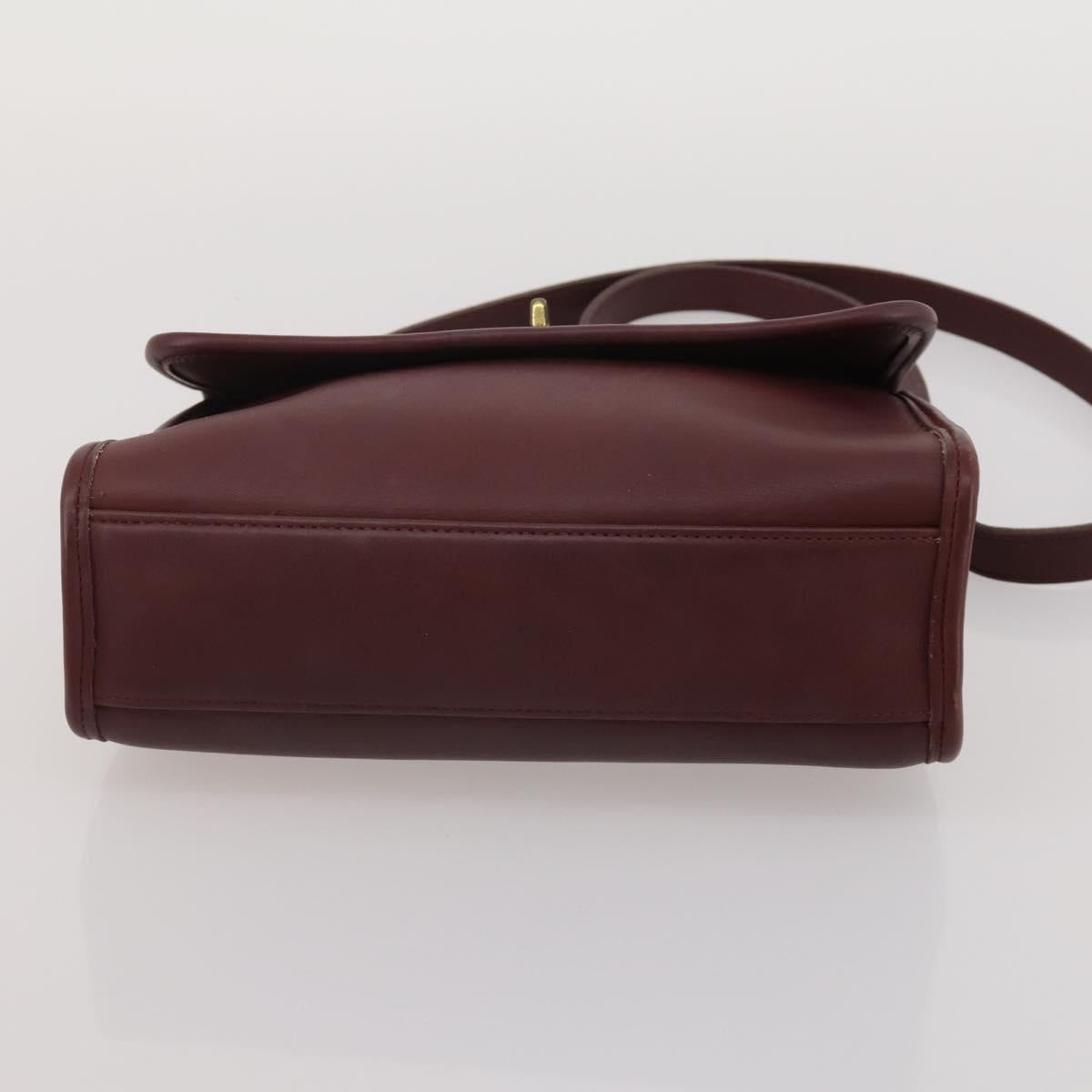 Coach Shoulder Bag Leather 3 Set Red Brown Bordeaux Auth mr2805