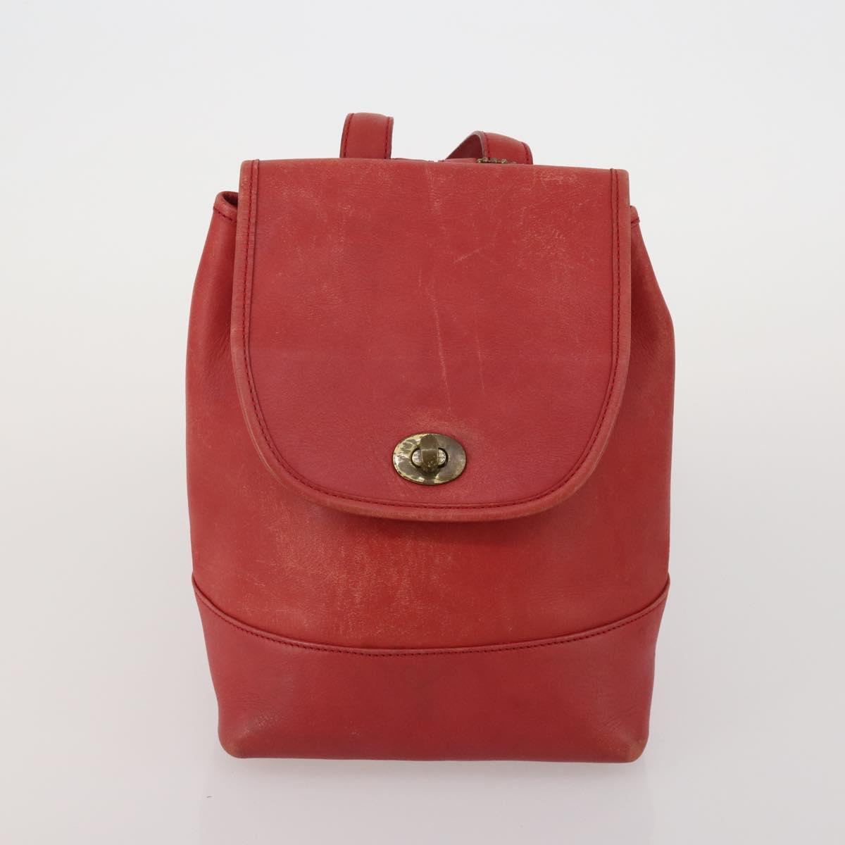Coach Shoulder Bag Leather 3 Set Red Brown Bordeaux Auth mr2805