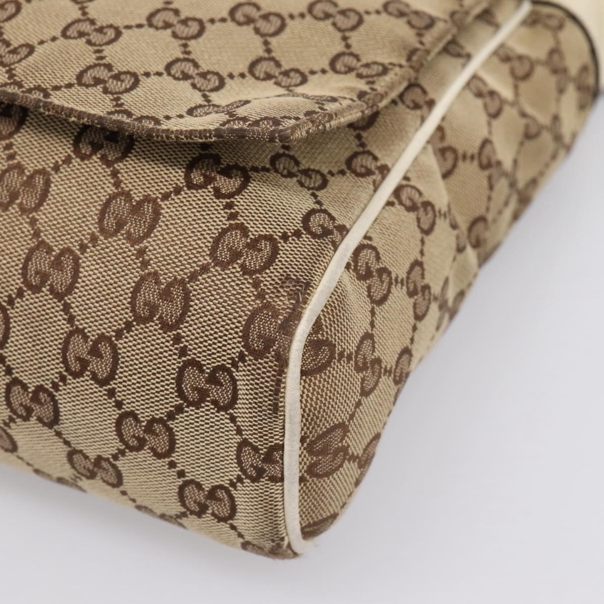 GUCCI GG Canvas Shoulder Bag Beige Silver 146236 Auth mr2810