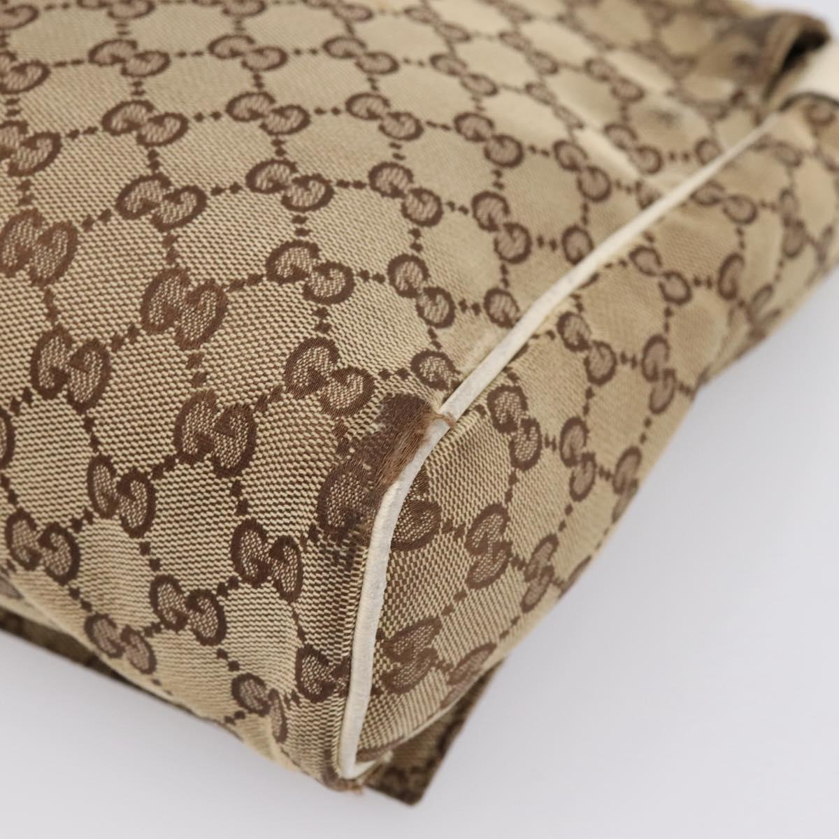 GUCCI GG Canvas Shoulder Bag Beige Silver 146236 Auth mr2810