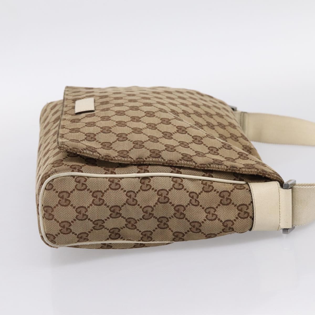 GUCCI GG Canvas Shoulder Bag Beige Silver 146236 Auth mr2810