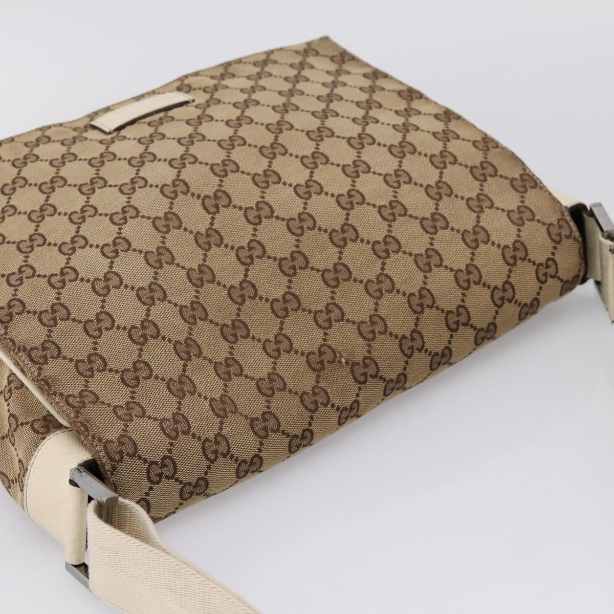 GUCCI GG Canvas Shoulder Bag Beige Silver 146236 Auth mr2810