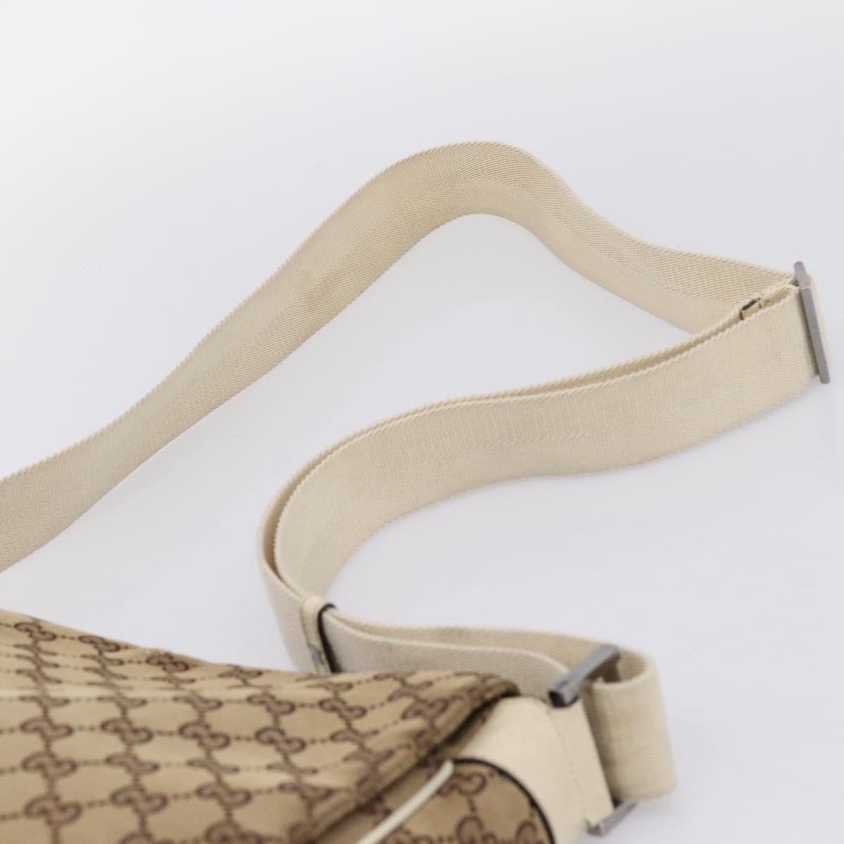 GUCCI GG Canvas Shoulder Bag Beige Silver 146236 Auth mr2810