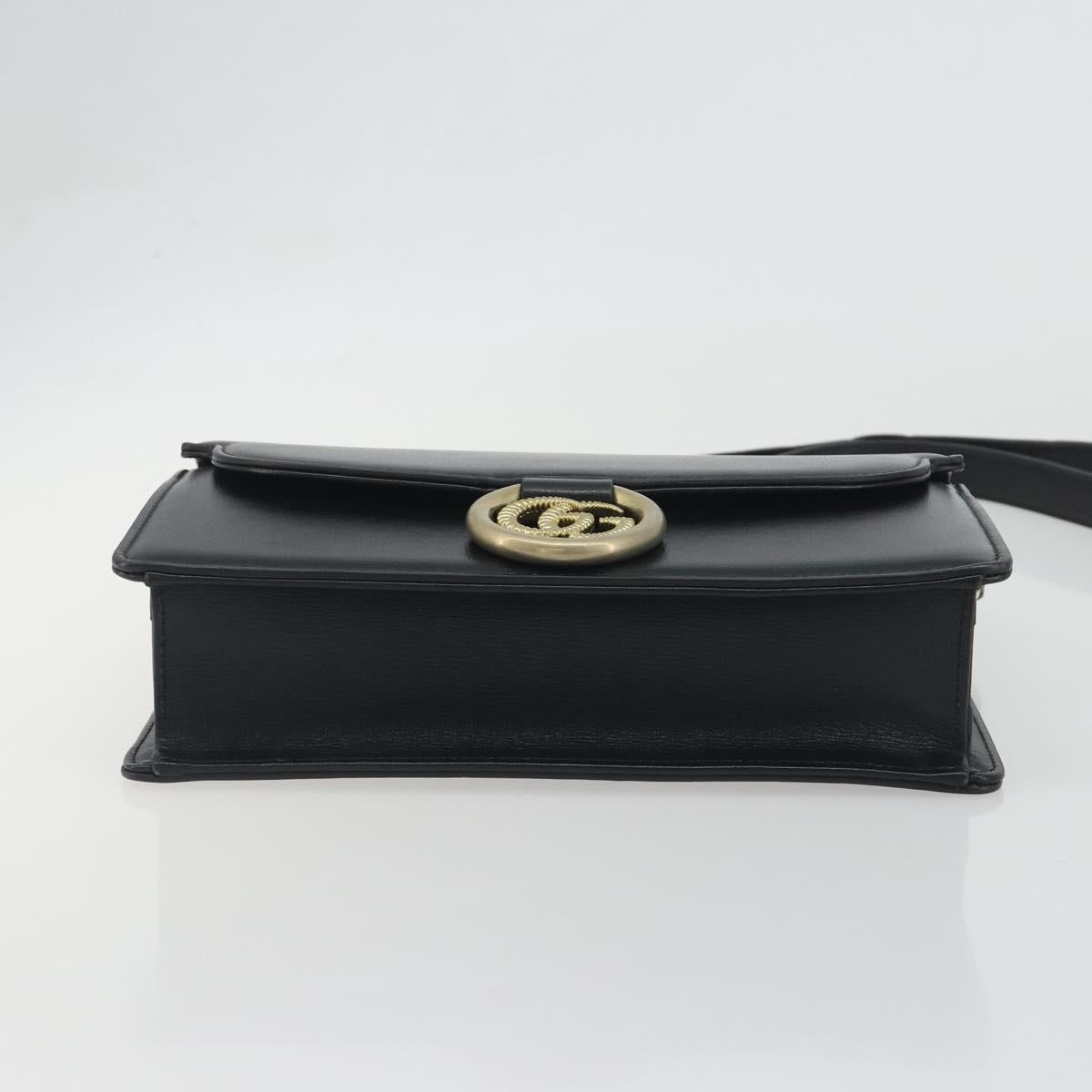 GUCCI Shoulder Bag Leather Black Gold 589474 Auth mr2812