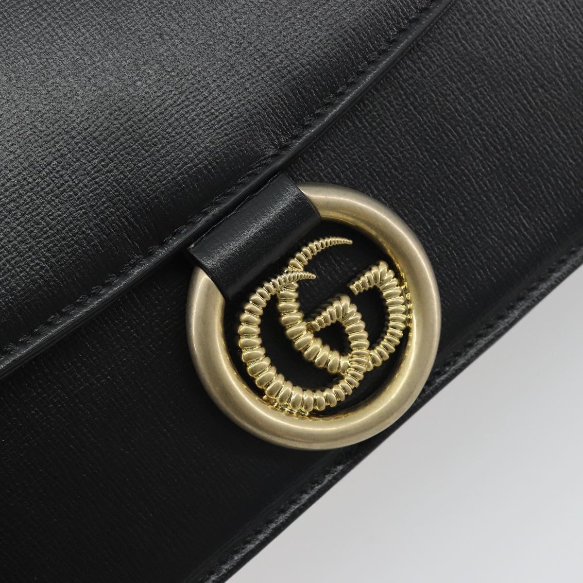 GUCCI Shoulder Bag Leather Black Gold 589474 Auth mr2812
