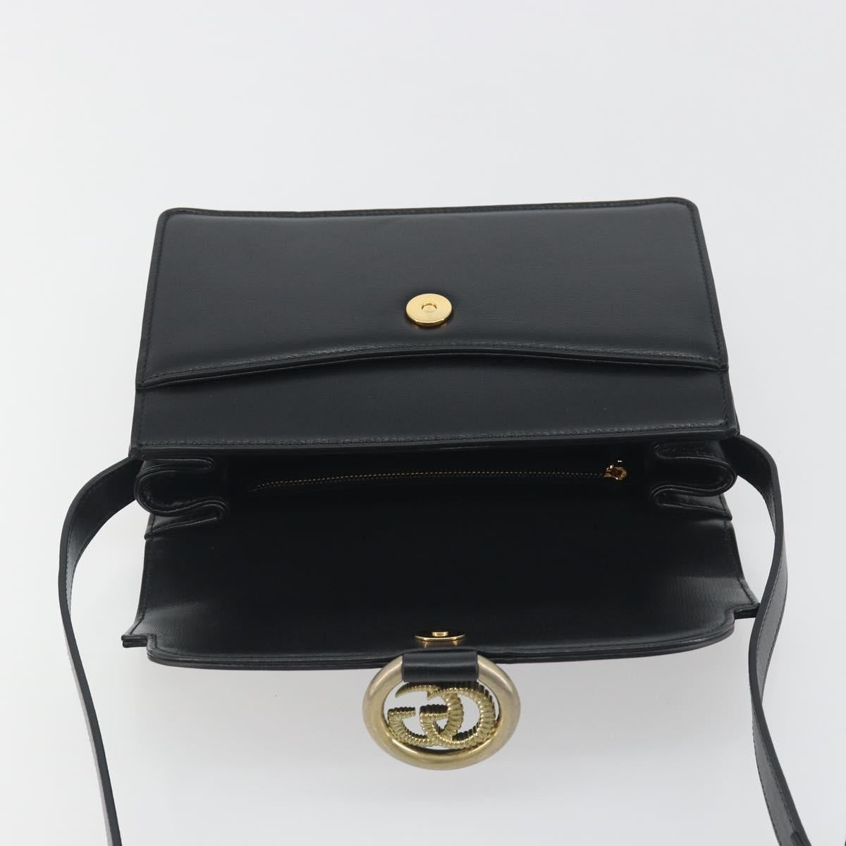 GUCCI Shoulder Bag Leather Black Gold 589474 Auth mr2812