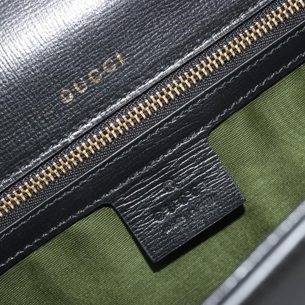 GUCCI Shoulder Bag Leather Black Gold 589474 Auth mr2812
