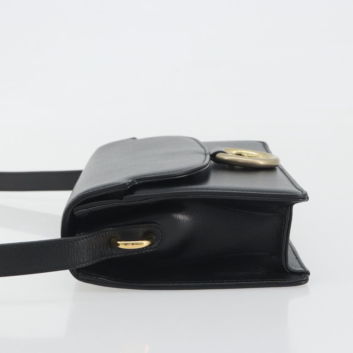 GUCCI Shoulder Bag Leather Black Gold 589474 Auth mr2812