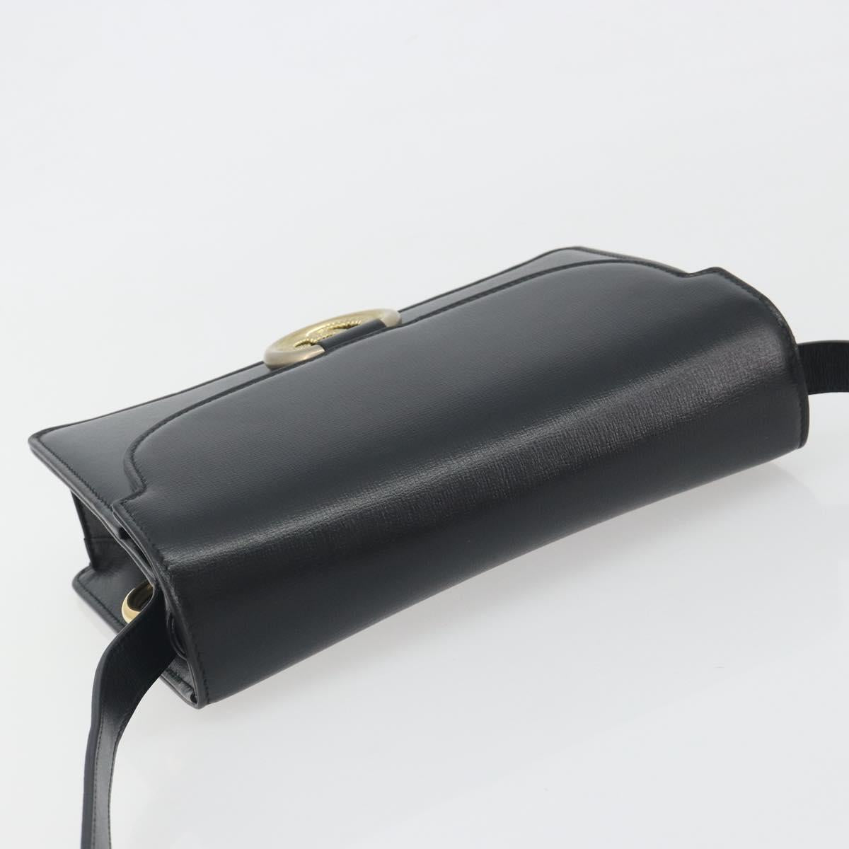 GUCCI Shoulder Bag Leather Black Gold 589474 Auth mr2812