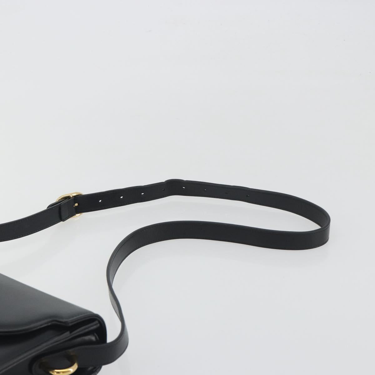 GUCCI Shoulder Bag Leather Black Gold 589474 Auth mr2812