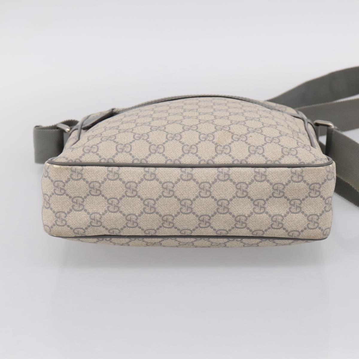 GUCCI GG Supreme Shoulder Bag PVC Beige Silver 201448 Auth mr2814