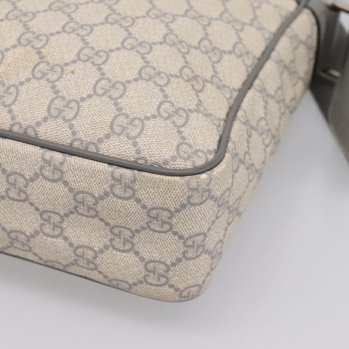GUCCI GG Supreme Shoulder Bag PVC Beige Silver 201448 Auth mr2814